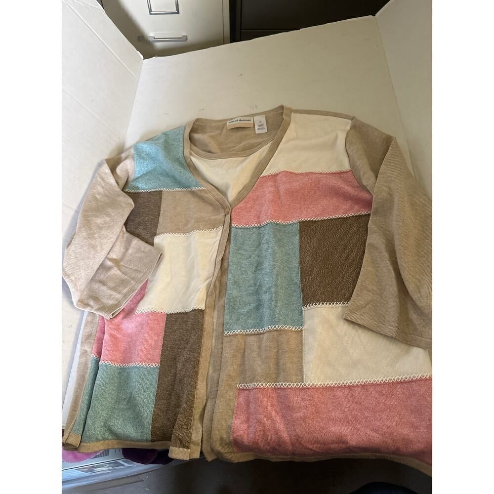 Women’s Alfred Dunner Sweater Layered Top 3X Box design 3/4 Length sleeve